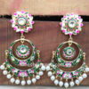 Green Meenakari Chandbali Earring