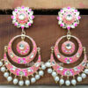 Peach Color Meenakari Chandbali Earring