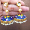 Blue Kundan Meenakari Jhumka Earring