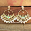 Light Green Meenakari Hoop Earring for Lehenga