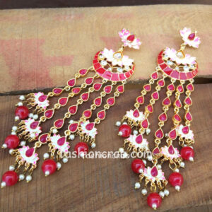 Maroon Meenakari Lotus Earrings