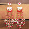 Maroon Meenakari Lotus Earrings