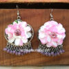Pink Flower Pearl Earrings