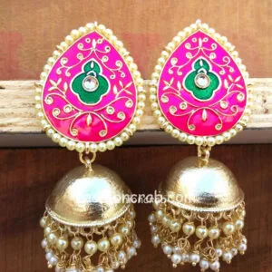 Pink Jhumka for Saree