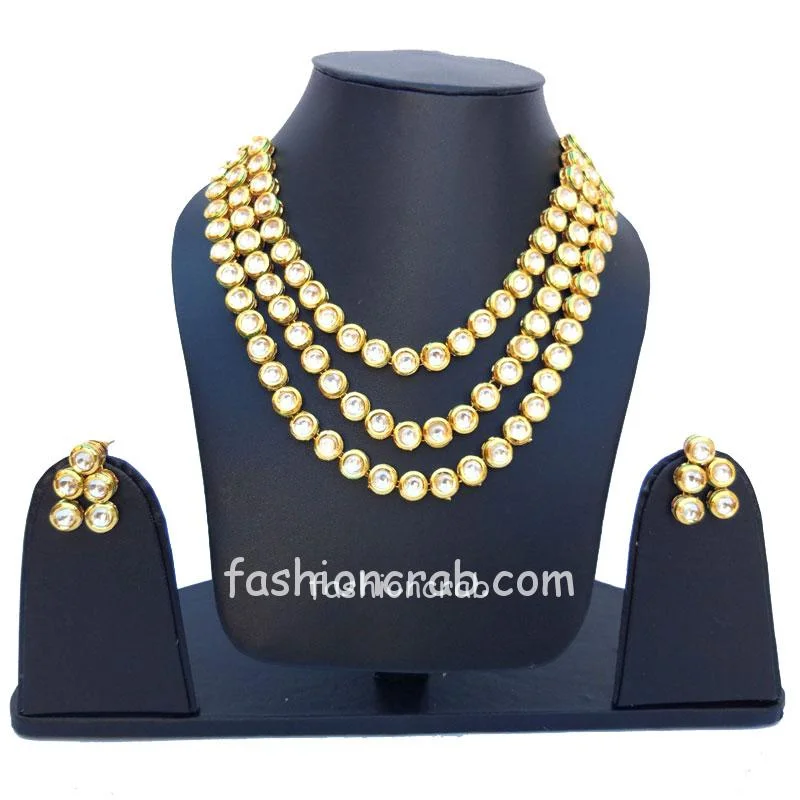 Three Layer Kundan Necklace Set