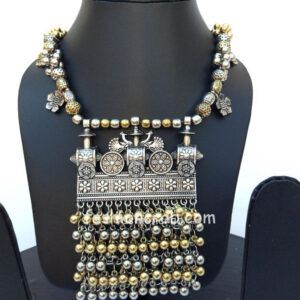 Antique Dual Tone Oxidised Necklace Set for Women