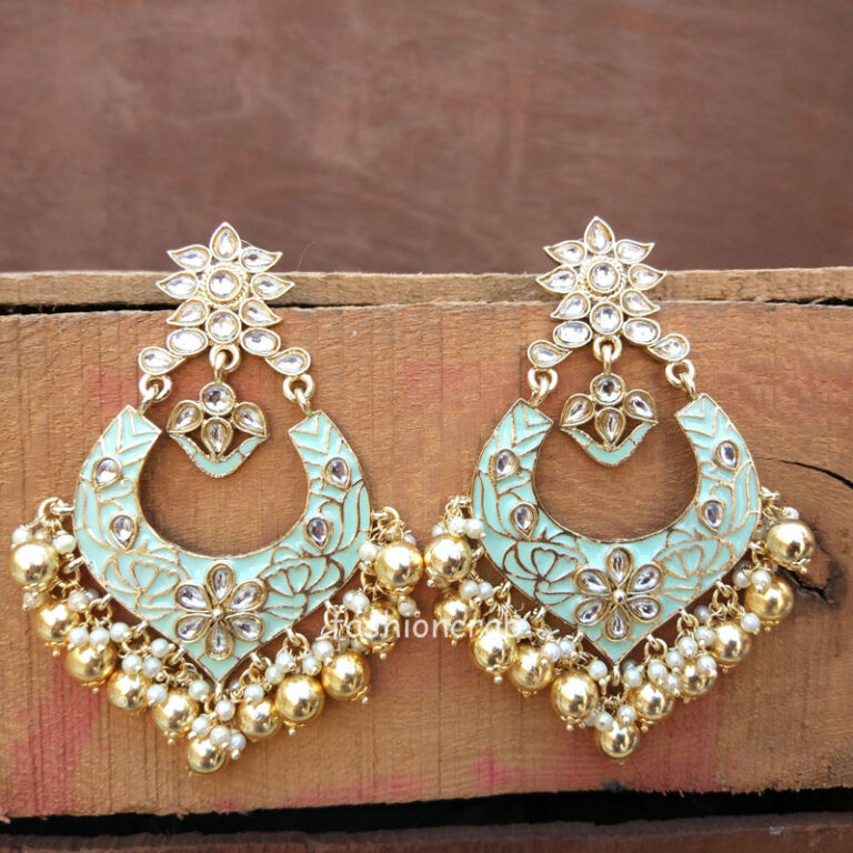 Baby Blue Chandbali Earring for Lehenga