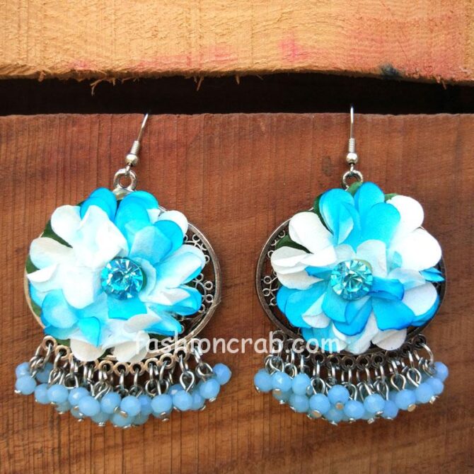 Blue Flower Pearl Earrings Blue Flower Pearl Earrings