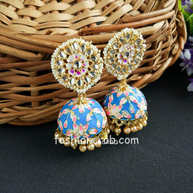 Bollywood Style Dark Blue Jhumka Earring Bollywood Style Dark Blue Jhumka Earring
