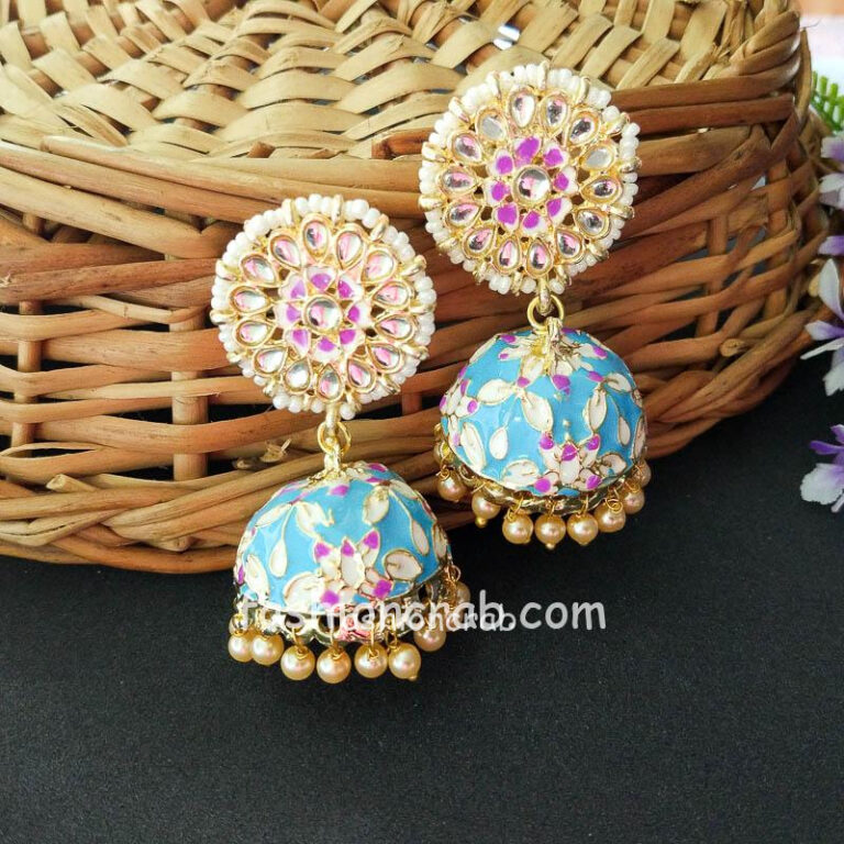 Bollywood Style Indian Blue Jhumka Earring