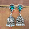 Bottle Green Jhumka Earrings