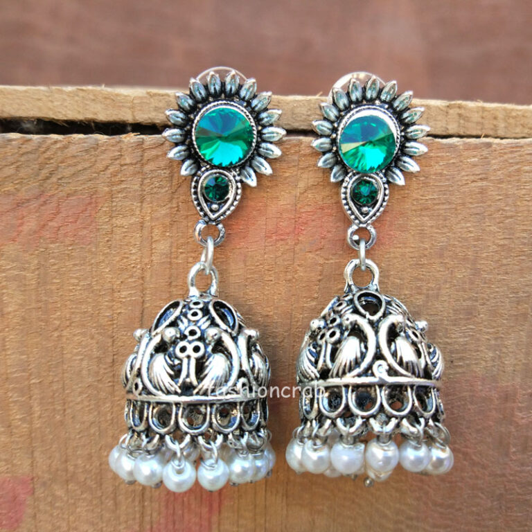 Bottle Green Jhumka Earrings