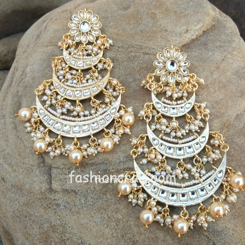 Floral Kundan Chandbali Earring