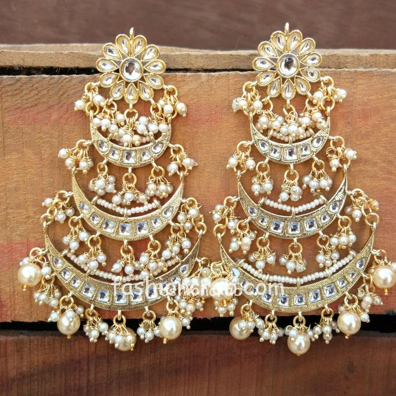 Floral Kundan Chandbali Earring
