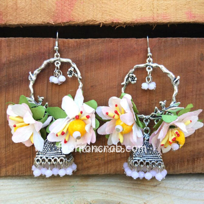 Flower Jhumka Earrings for Mehndi Flower Jhumka Earrings for Mehndi