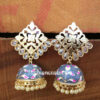 Grey Color Partywear Meenakari Jhumka