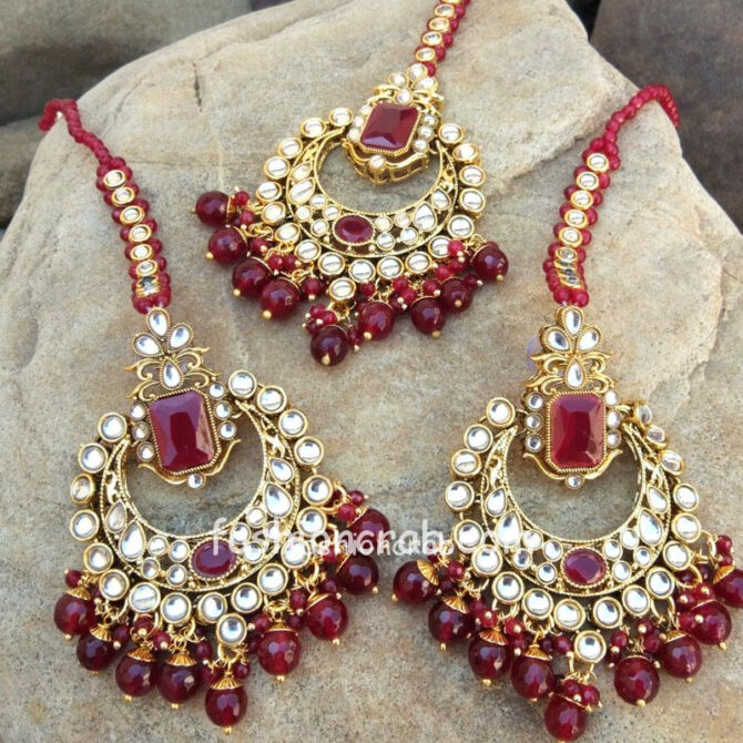 Indian Traditional Bridal Maangtikka with Earring Set