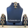 Long Green Pearl Earrings with Maangtikka Long Green Pearl Earrings with Maangtikka