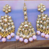 Maang Tikka with Earrings for Pink Saree