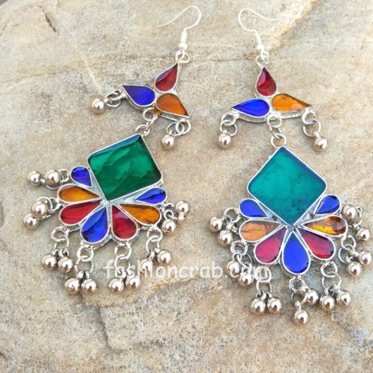 Multi Color Afghani Earrings for Women