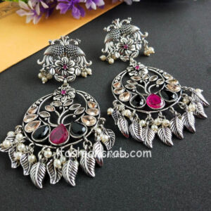 Multicolor Embellised Stones German Silver Earring