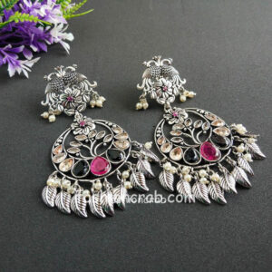 Multicolor Embellised Stones German Silver Earring