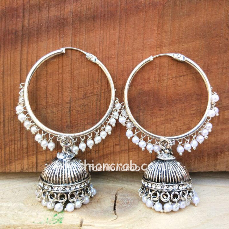 Oxidised Hoop Jhumka Earrings
