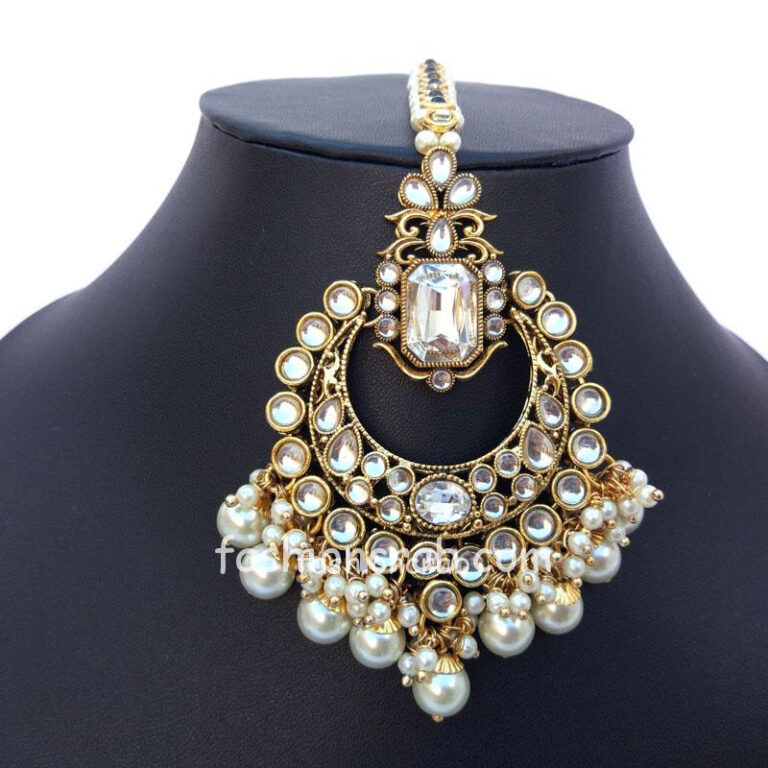 Pearl Earrings with Maang Tikka Set for Women