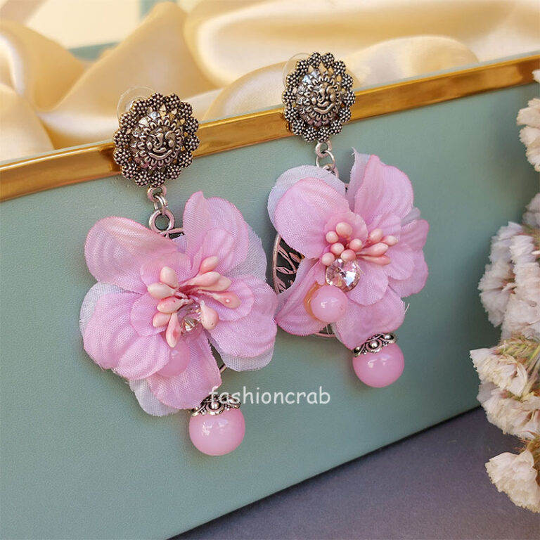 Pink Flower Earrings
