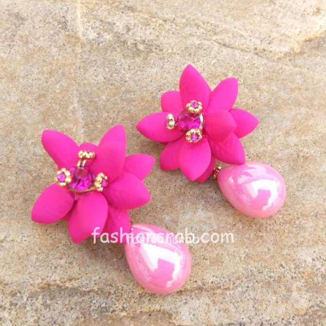 Pink Pearl Flower Earring for College Pink Pearl Flower Earring for College