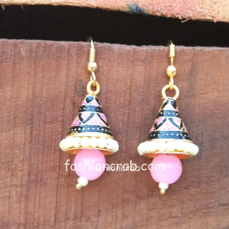 Small Pink Pearl Jhumka Earring