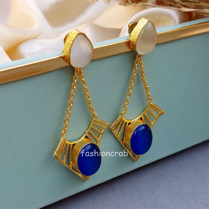 White Blue Stone Earrings