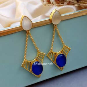 White Blue Stone Earrings