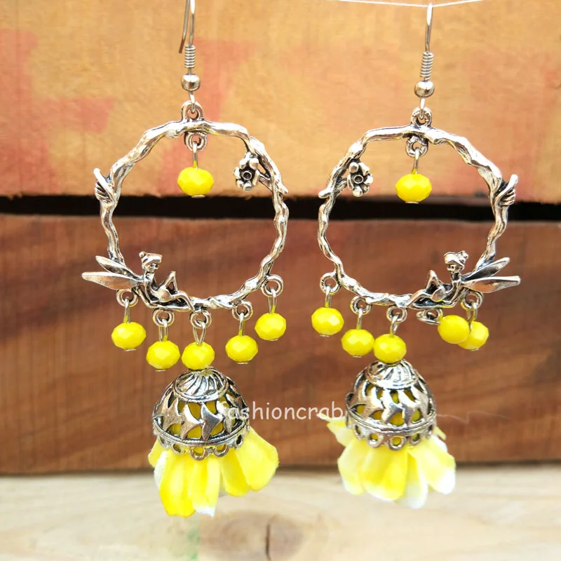 Yellow Flower Jhumka Earring for Sangeet