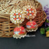 Floral Hand Painted Meenakari Orange Jhumka Earring