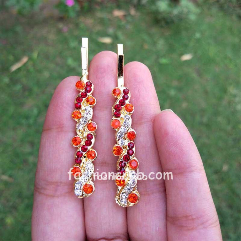 Orange Crystal Hair Pins for Wedding