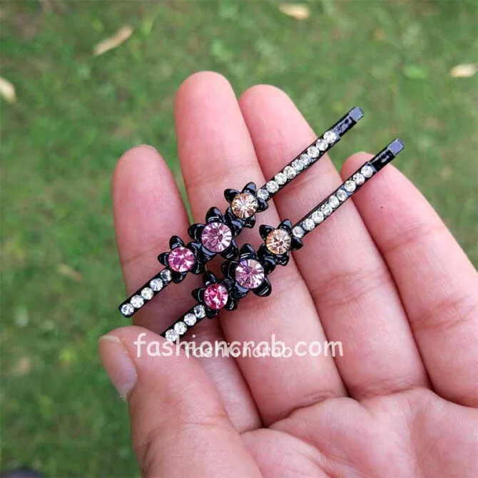 Pink Crystal Designer Hair Pin for Wedding Pink Crystal Designer Hair Pin for Wedding