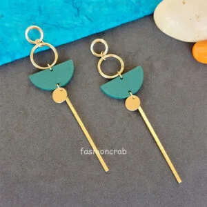 Green Wood Long Drop Earring