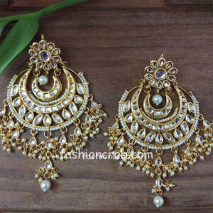 Indian Celebrity Inspired Big Kundan Chandbali Earrings