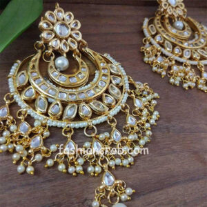 Indian Celebrity Inspired Big Kundan Chandbali Earrings