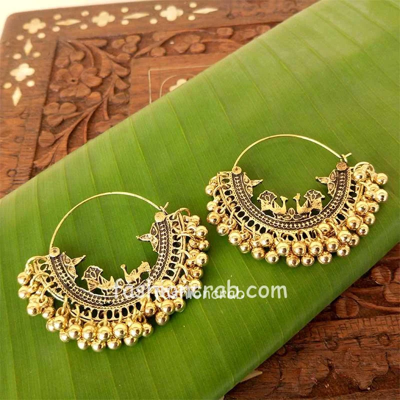 Oxidised Gold Toned Chandbali Earring for Girls