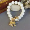 Elephant White Beads Bracelet