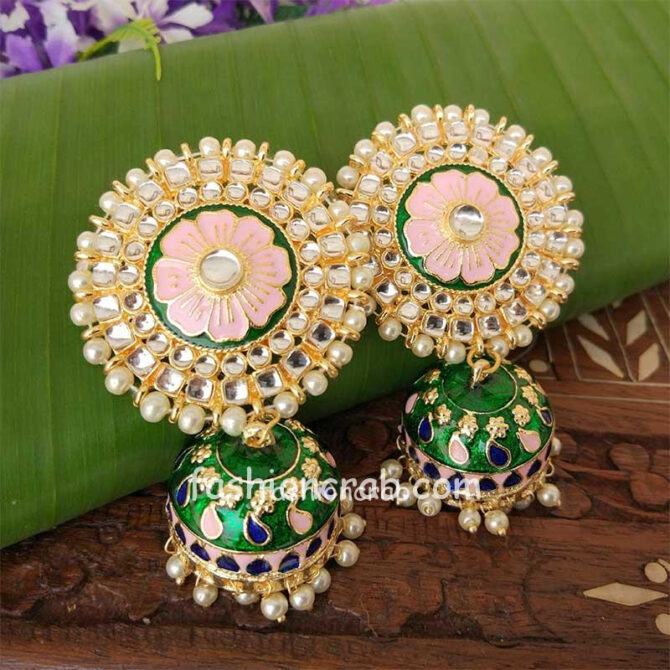 Green Jhumka Earring for Wedding Green Jhumka Earring for Wedding