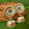 Green Kundan Meenakari Big Size Jhumka Earring
