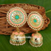 Pastel Orange Kundan Meenakari Big Size Jhumka Earring