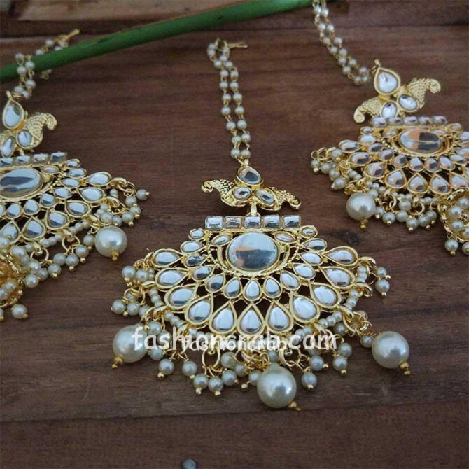 Traditional Punjabi Kundan Tikka Set