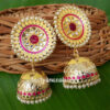 Yellow Kundan Meenakari Big Size Jhumka Earrings