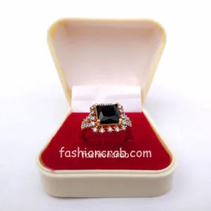 Adjustable Black Stone Women Finger Ring