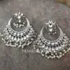 Black Metal Kundan Stone Pearl Earring