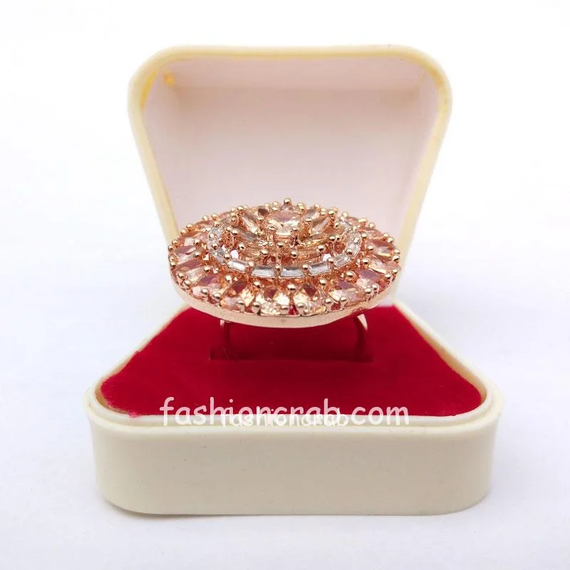 Cubic Zirconia Adjustable Cocktail Ring